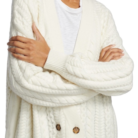 NAADAM wool cashmere boho oversized slouchy chunky cable knit grandpa cardigan - Picture 8 of 8